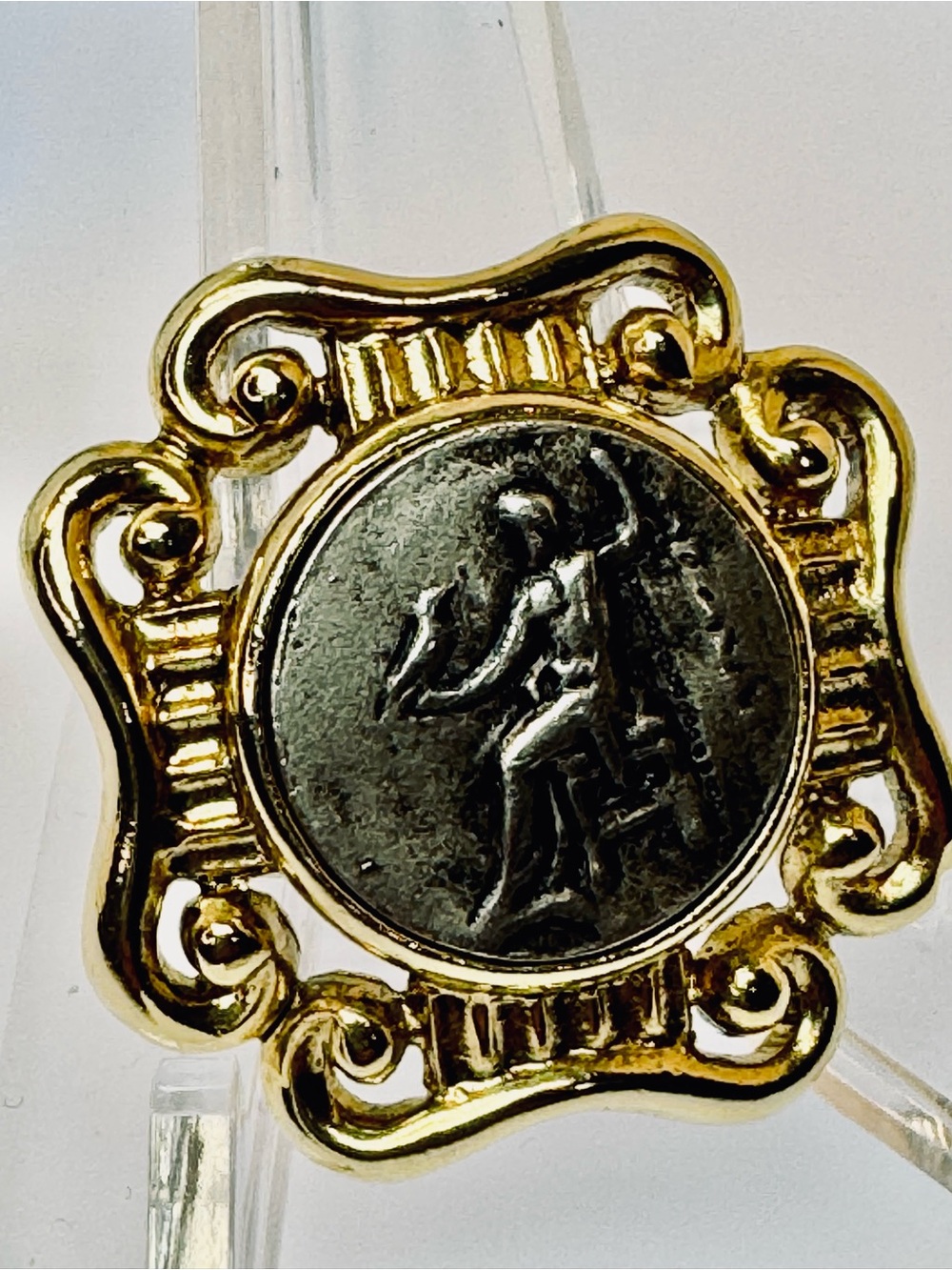 Beautiful and Unique 1928 Faux Greek Coin Brooch